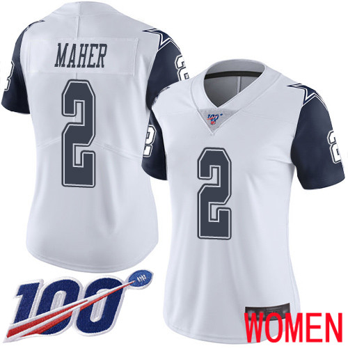 Women Dallas Cowboys Limited White Brett Maher 2 100th Season Rush Vapor Untouchable NFL Jersey